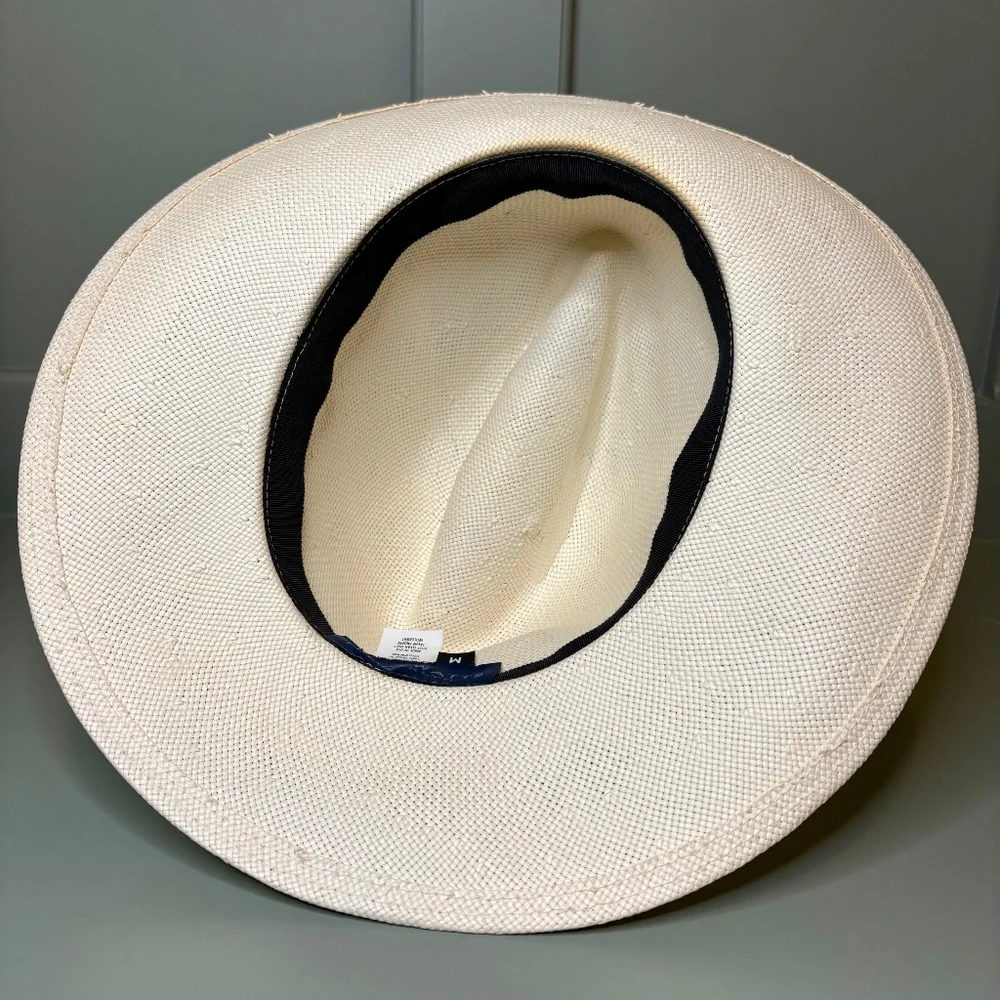 Tracy Watts Wide Brim Straw Sun Hat Sz M Metallic Gold Western Brooklyn Cowgirl‎